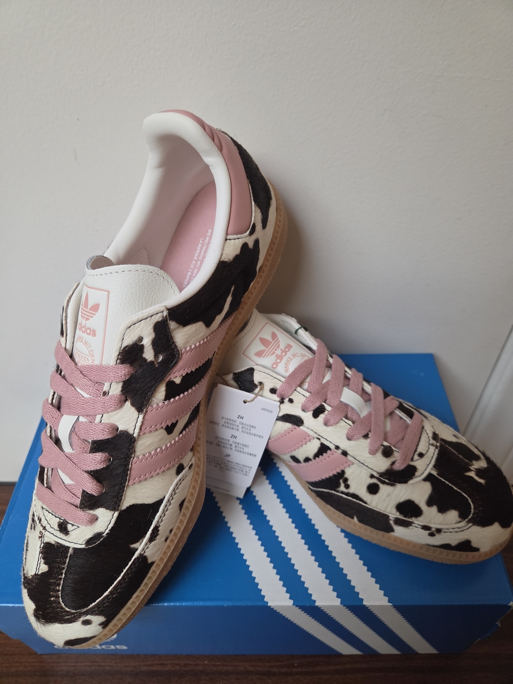 Brand New Adidas Women’s Cow-Print Pink & Black Sneakers